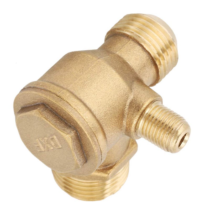 Walfront Brass Air Compressor Check Valve, 3 Way Male Thread 90 Degree Normal Pressure Accessories Used for Air Compressor (0.8x0.7x0.4 inches) - Image 3